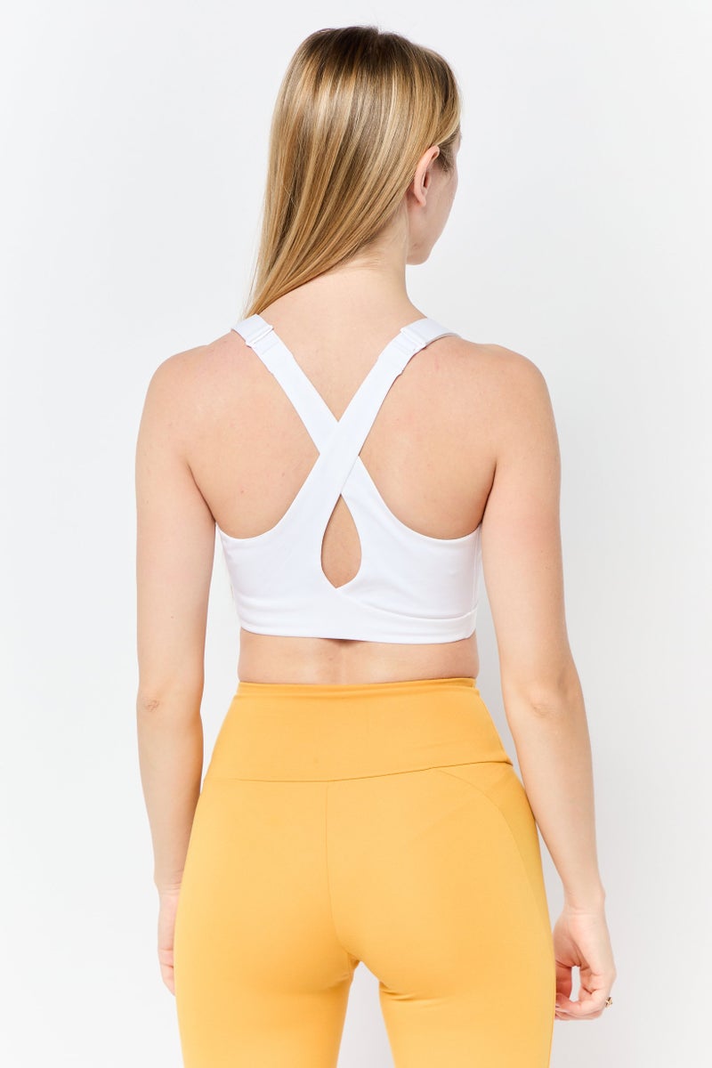 Adidas Women Sportswear Fit Padded Training Sports Bra, White  - Image 4