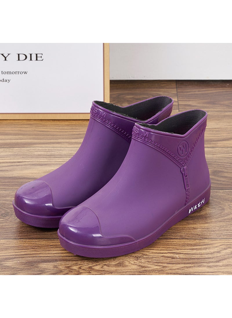 Generic Fashion Ladies Slip-On Rain Boots Comfortable Non-Slip Purple 