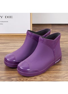 Generic Fashion Ladies Slip-On Rain Boots Comfortable Non-Slip Purple 