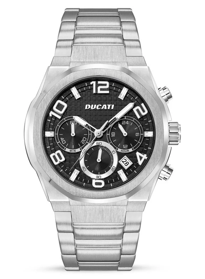 Ducati Ducati DT006 Chronograph Watch - 43.5MM Multi-Layered Black Dial, Stainless Steel Bracelet, Water Resistant up to 50M, Bold Racing Accents for the Modern Maverick