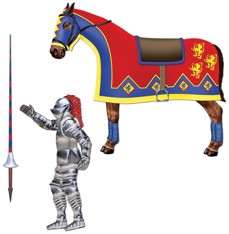 Beistle Jointed Jouster Photo Props Horse Lance Cut Outs 2432 3 Pieces Medieval Wall Decoration Fantasy Cut Outs