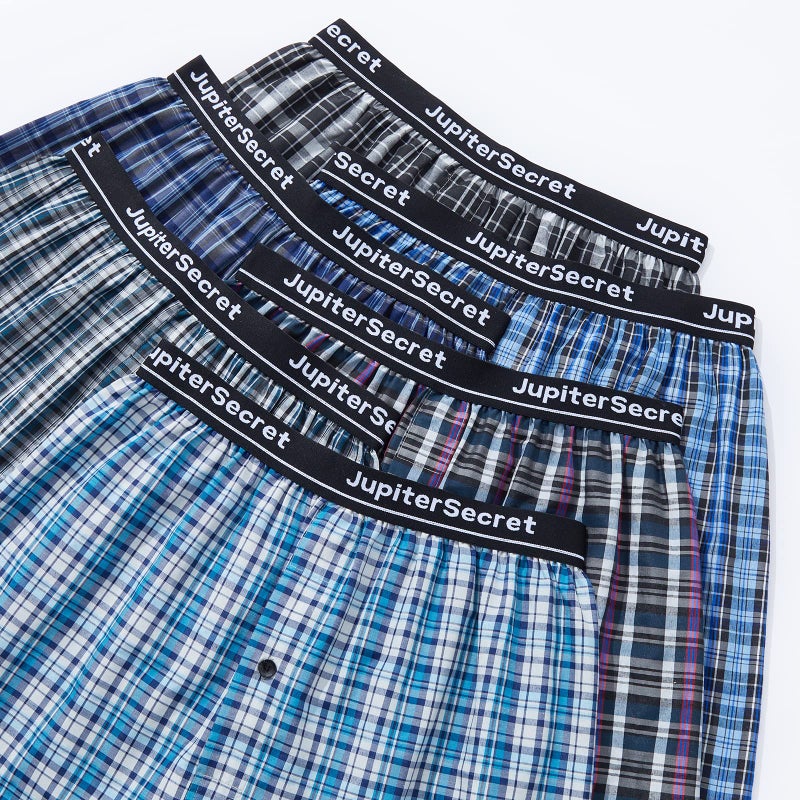 JupiterSecret Men's Underwear Woven Boxers for Men Pack Cotton Boxer Shorts Elastic Waistband - Image 5