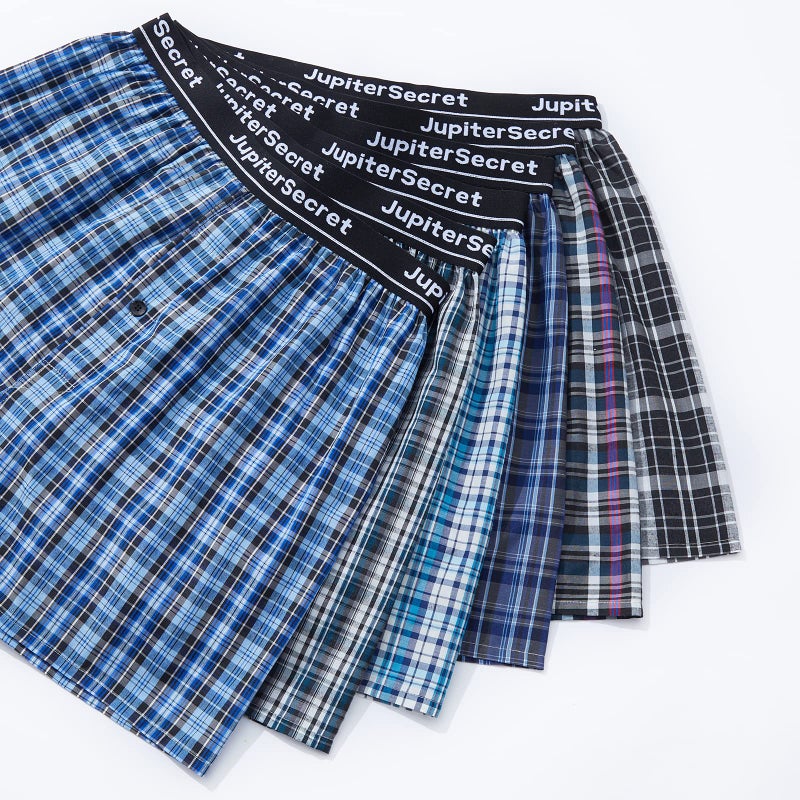 JupiterSecret Men's Underwear Woven Boxers for Men Pack Cotton Boxer Shorts Elastic Waistband - Image 4