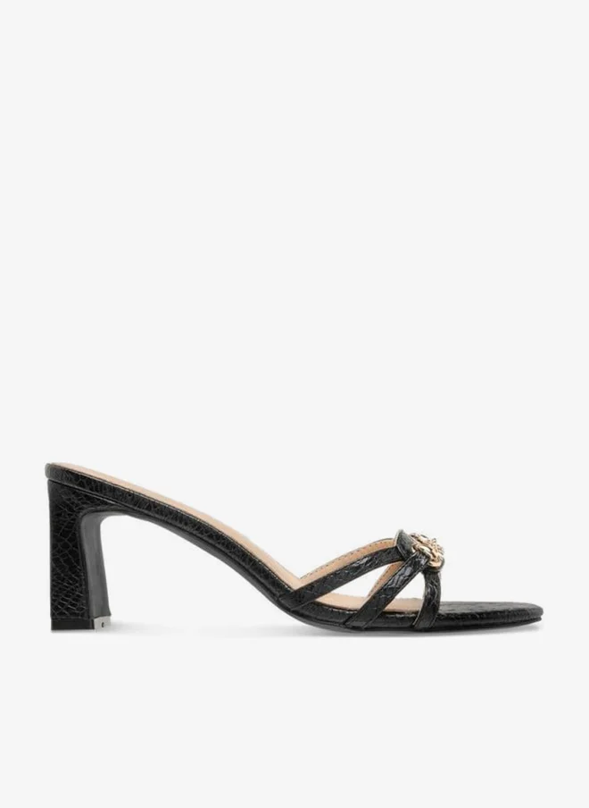 Flora Bella Logo Charm Accent Slip-On Sandals With Block Heels