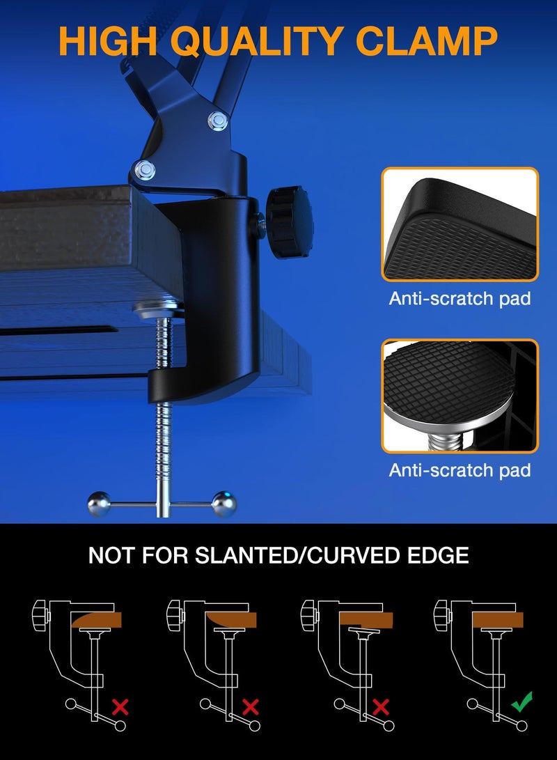 Boom Arm, Mic Arm Microphone Arm for HyperX QuadCast SoloCast Blue Yeti Fifine AM8 and Most Mic, Mic Stand Desk with 3/8 to 5/8 inch Adapter(without Microphone) - Image 4