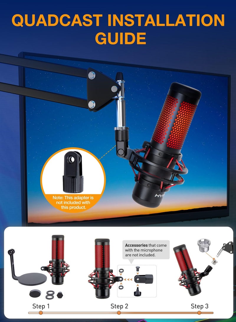 Boom Arm, Mic Arm Microphone Arm for HyperX QuadCast SoloCast Blue Yeti Fifine AM8 and Most Mic, Mic Stand Desk with 3/8 to 5/8 inch Adapter(without Microphone) - Image 2