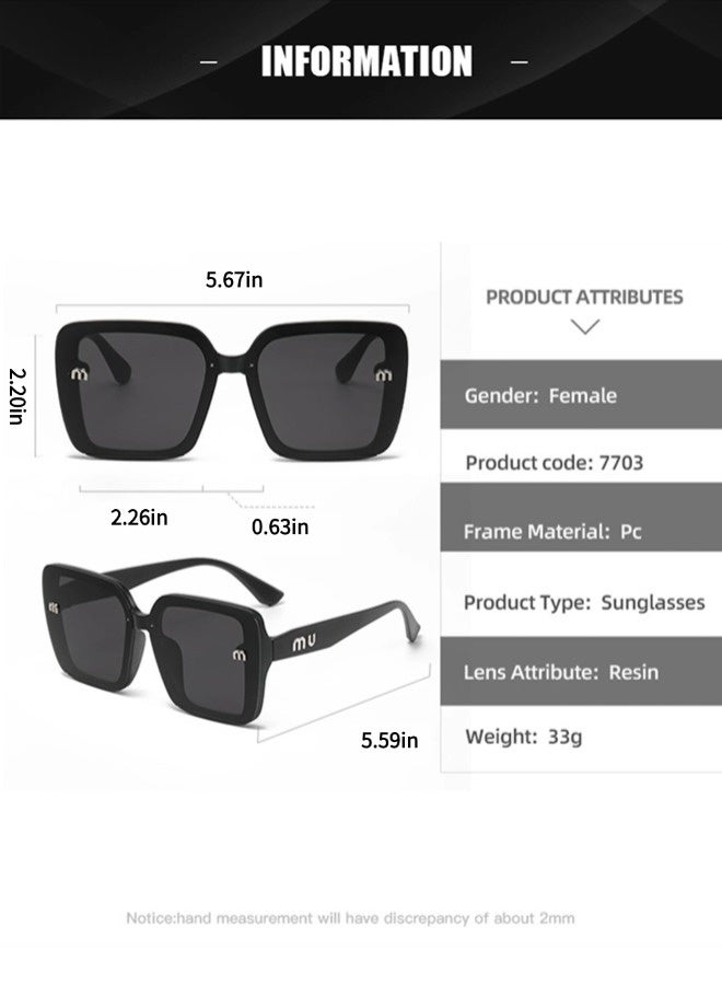 شيبشيب نظارات شمسية مربعة كبيرة الحجم للنساء، نظارات شمسية بتصميم فاخر لامع للسيدات، نظارات شمسية عصرية أنيقة، حماية UV400 - Image 2