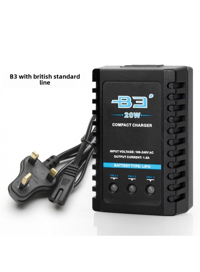 B3 Charger 20W Simple Balance Charge 2s/3s Lithium Battery Charge Model Car Model Ship Model 7.4V/11.1V-Color:Charger With British Standard Line-Specifications:B3 20W Charger  - Image 1
