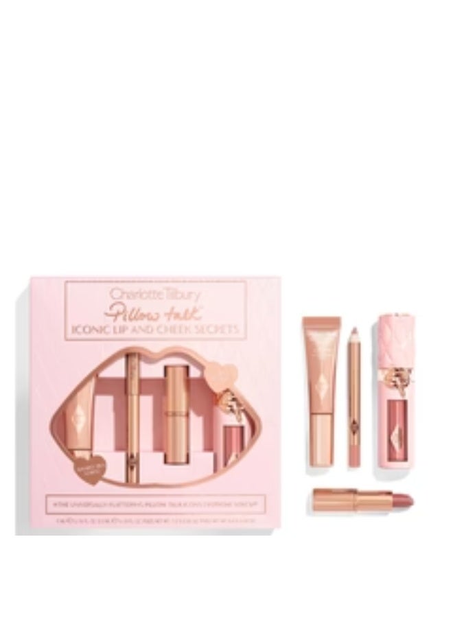 Charlotte Tilbury Pillow Talk Iconic Lip & Cheek Secrets Set – 4-Piece Makeup Gift Kit for Rosy Glow, Lips & Cheeks - Image 1