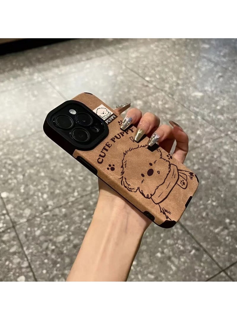 NIBEMINENT Scarf Puppy Protective TPU Case Cover For IPhone 14 Pro, Khaki