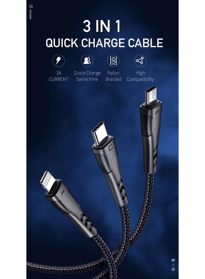 Mcdodo CA-696 USB to Type-C, Lightning & Micro Mobile Cable 3-in-1 Cable - Image 4