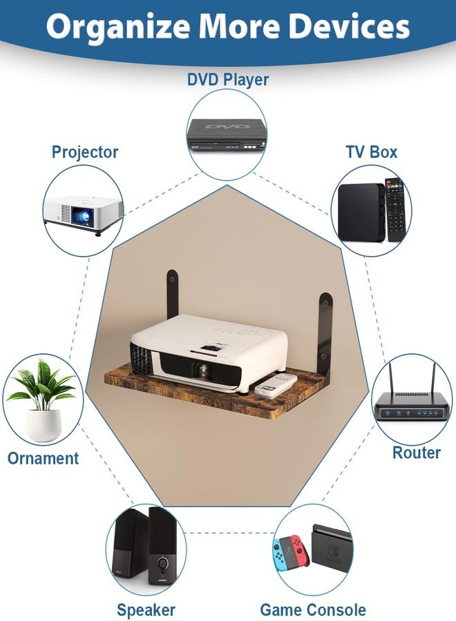 Ardier Wall-Mounted Projector Shelf, Wooden Media Holder Holds Up to 24 lbs, Floating Entertainment Shelves Furniture for Cable Box, WiFi Router, TV Box, Game Console, DVD Player, Black - Image 3