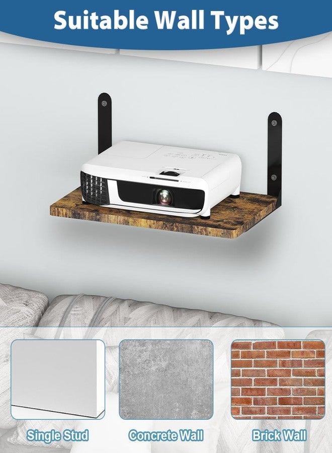 Ardier Wall-Mounted Projector Shelf, Wooden Media Holder Holds Up to 24 lbs, Floating Entertainment Shelves Furniture for Cable Box, WiFi Router, TV Box, Game Console, DVD Player, Black - Image 4