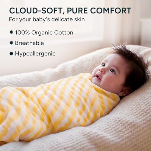 NINTARABABY Extra-Large Swaddle - 100% Organic Premium Muslin Cotton, 47" x 47" (119 cm x 119 cm), Ultra-Soft, Breathable & Lightweight, Multipurpose, Hypoallergenic, Gifts for Newborn Babies - Image 2