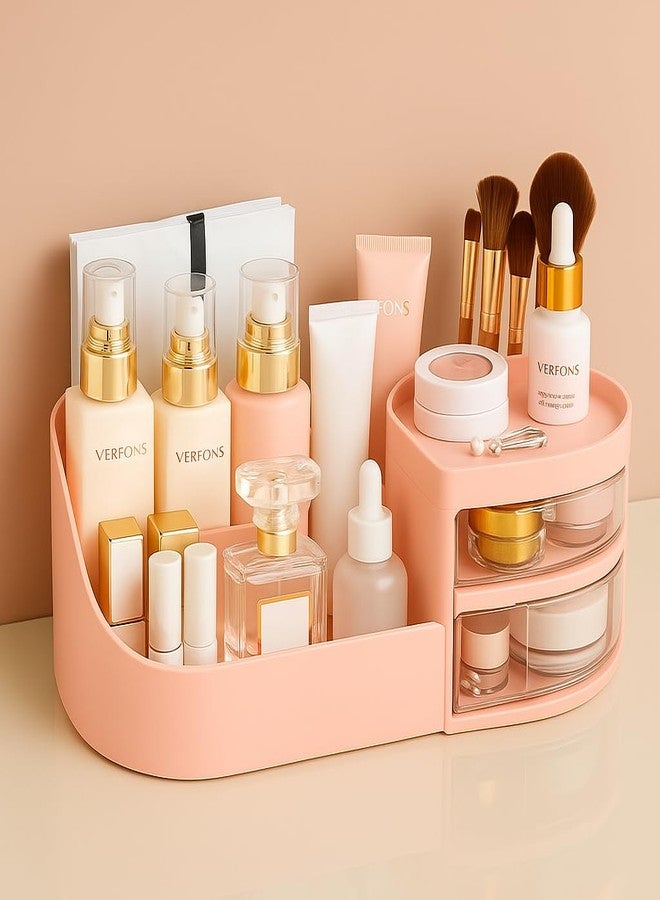 Boniry Makeup Organizer | Versatile Plastic Makeup Organizer, Perfect for Home Use For Countertop | Make Up Organiser For Women (Pink Makeup Organizer) - Image 1
