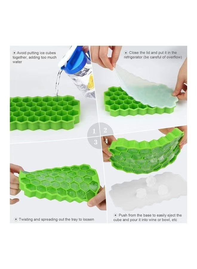 قالب مكعبات ثلج مرن من السيليكون مع غطاء قابل للفصل  ازرق - Image 3