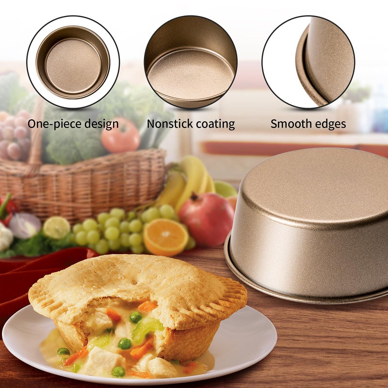 Yomvzake Air Fryer Mini Pie Pan Tart Tins Jumbo Muffin Cupcake Pan 4 Inch Air Fryer Hamburger Bun Mold 3Pcs Non-Stick Air Fryer Egg Baking Pan Individual Pazookie Mini Cake Pans For Baking - Image 2
