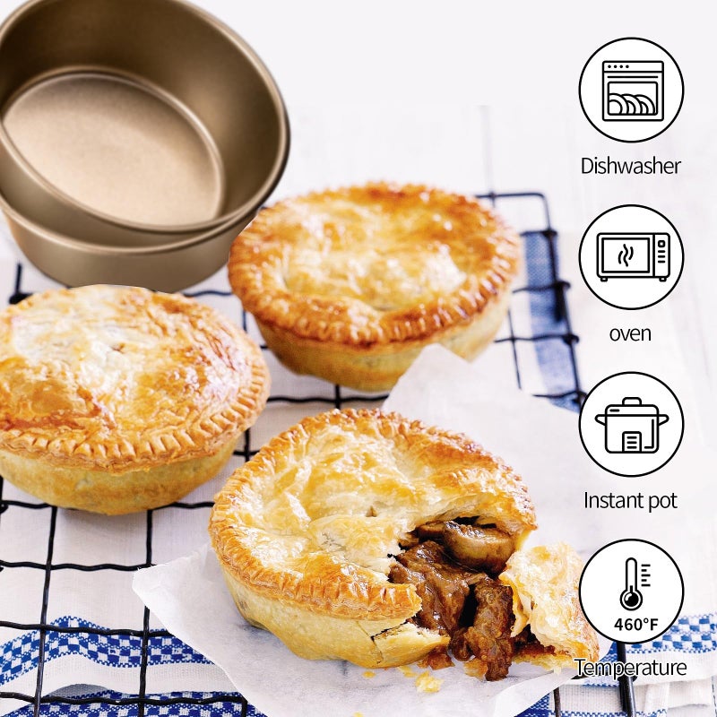 Yomvzake Air Fryer Mini Pie Pan Tart Tins Jumbo Muffin Cupcake Pan 4 Inch Air Fryer Hamburger Bun Mold 3Pcs Non-Stick Air Fryer Egg Baking Pan Individual Pazookie Mini Cake Pans For Baking - Image 5