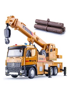 General Crane Truck Toy Metal Cab, Friction Powered Crane Trailer with Lights and Sounds, Kids Boy Girl Construction Equipment, 13.5 inches  - Image 1