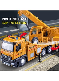 General Crane Truck Toy Metal Cab, Friction Powered Crane Trailer with Lights and Sounds, Kids Boy Girl Construction Equipment, 13.5 inches  - Image 4