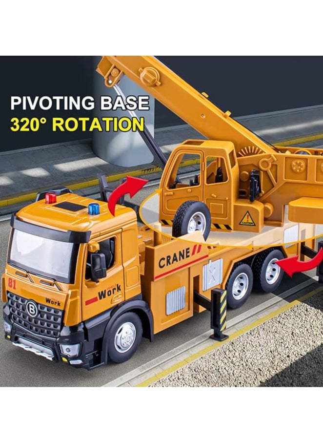 general Crane Truck Toy Metal Cab, Friction Powered Crane Trailer with Lights and Sounds, Kids Boy Girl Construction Equipment, 13.5 inches - Image 4