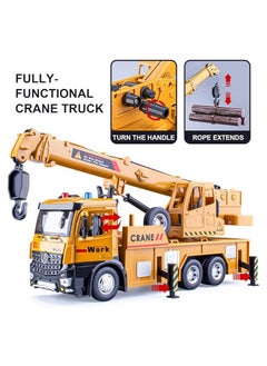 General Crane Truck Toy Metal Cab, Friction Powered Crane Trailer with Lights and Sounds, Kids Boy Girl Construction Equipment, 13.5 inches  - Image 3