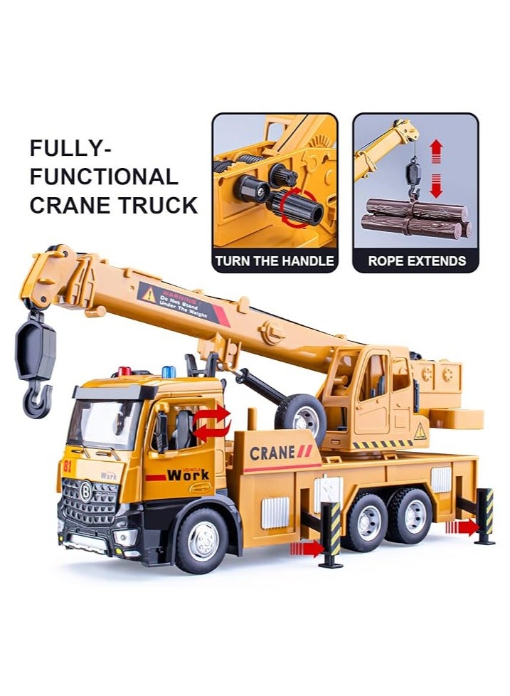 general Crane Truck Toy Metal Cab, Friction Powered Crane Trailer with Lights and Sounds, Kids Boy Girl Construction Equipment, 13.5 inches - Image 3