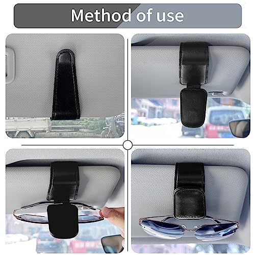 TILDOSAC 2 Pack Sunglass Holder Organizer Clip for Car Visor (Double Black) - Image 5