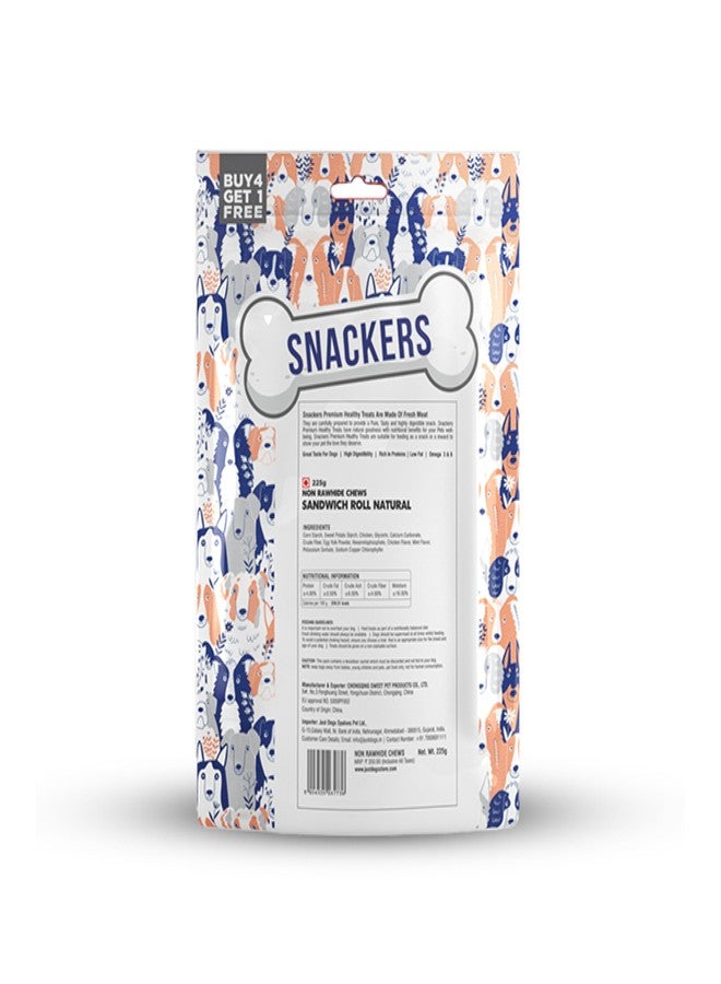 Snackers Non-Rawhide Dog Chews, Sandwich Roll Natural for Dogs, 225g | Safe & Digestible Treats | Healthy Chew Sticks for All Breeds & Sizes - Image 3