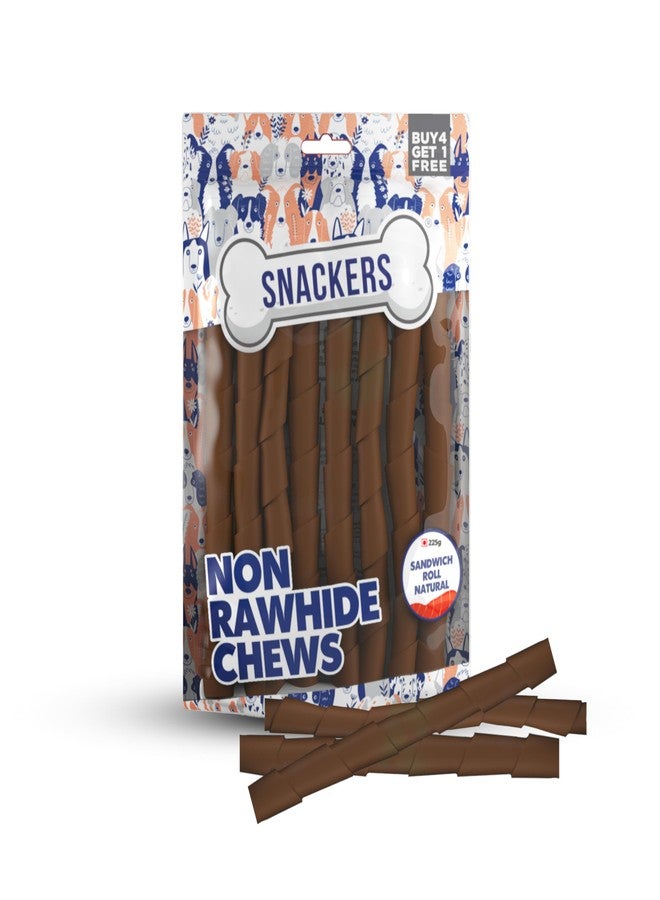 Snackers Non-Rawhide Dog Chews, Sandwich Roll Natural for Dogs, 225g | Safe & Digestible Treats | Healthy Chew Sticks for All Breeds & Sizes - Image 1