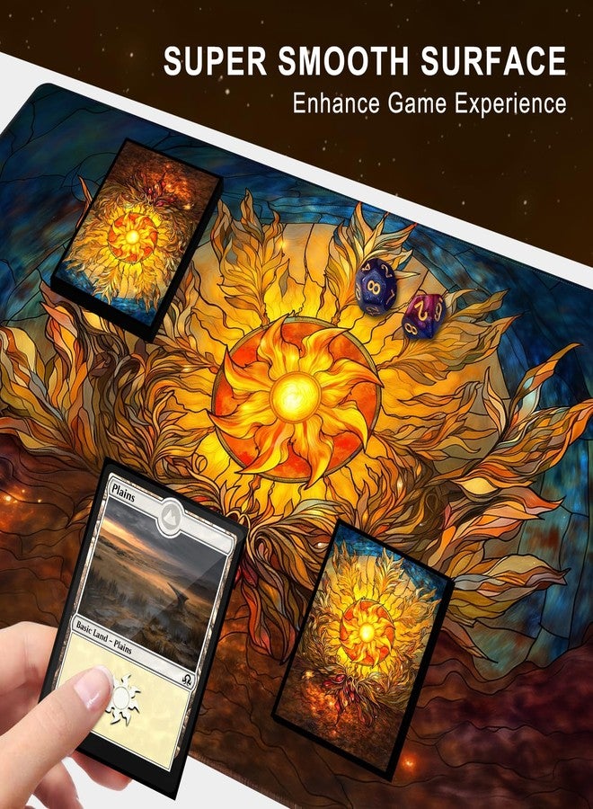 Katomula MTG Playmat, TCG Card Game Playmat, Stitched Edge, Non-Slip Rubber Bottom - 24 x 14 inch - Plains - Image 3