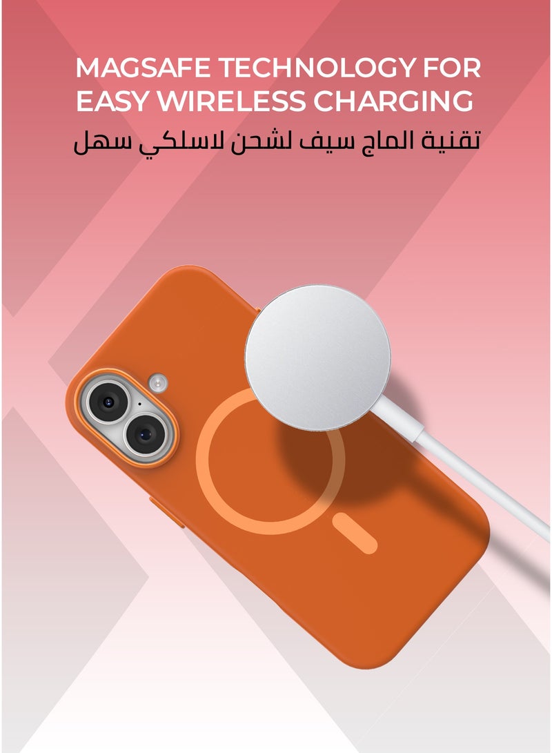 زوندا كفر بيور ايفون 17 ماج سيف لون برتقالي- بطانة داخلية من المايكروفايبر لحماية من الخدوش،إطار كاميرا معدني مرتفع لحماية العدسة، مصنوع من السيليكون السائل مع طبقة مقاومة  للبصمات، متوافق مع ملحقات MagSafe - Image 5