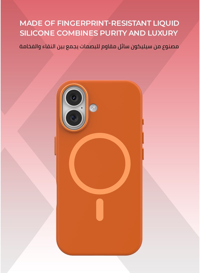 زوندا كفر بيور ايفون 17 ماج سيف لون برتقالي- بطانة داخلية من المايكروفايبر لحماية من الخدوش،إطار كاميرا معدني مرتفع لحماية العدسة، مصنوع من السيليكون السائل مع طبقة مقاومة  للبصمات، متوافق مع ملحقات MagSafe - Image 2