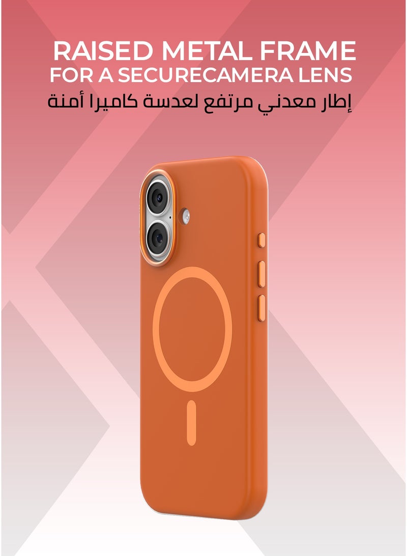 زوندا كفر بيور ايفون 17 ماج سيف لون برتقالي- بطانة داخلية من المايكروفايبر لحماية من الخدوش،إطار كاميرا معدني مرتفع لحماية العدسة، مصنوع من السيليكون السائل مع طبقة مقاومة  للبصمات، متوافق مع ملحقات MagSafe - Image 4