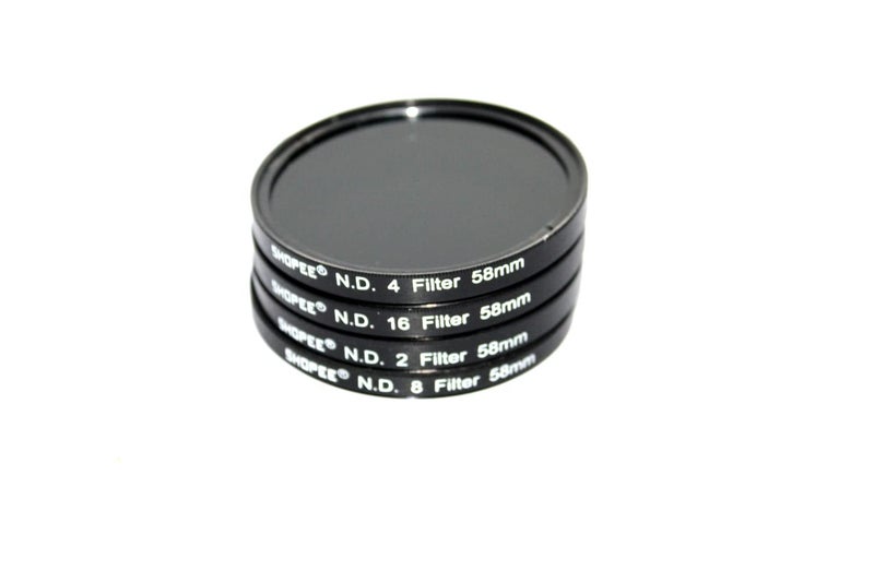 SHOPEE فلتر حيادي 58 مم من شوبى مجموعة 2/4/8/16، عدسة 18-55 مم وعدسة 55-250 مم مع حقيبة حمل 4 جيوب لكاميرات كانون ريبيل T5i T4i T3i T3 T2i T1i XT X-Ti X-Si SL1، EOS (700D 650D 600D 550D) - Image 1