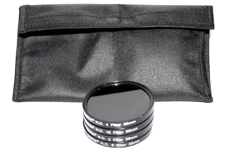 SHOPEE فلتر حيادي 58 مم من شوبى مجموعة 2/4/8/16، عدسة 18-55 مم وعدسة 55-250 مم مع حقيبة حمل 4 جيوب لكاميرات كانون ريبيل T5i T4i T3i T3 T2i T1i XT X-Ti X-Si SL1، EOS (700D 650D 600D 550D) - Image 3