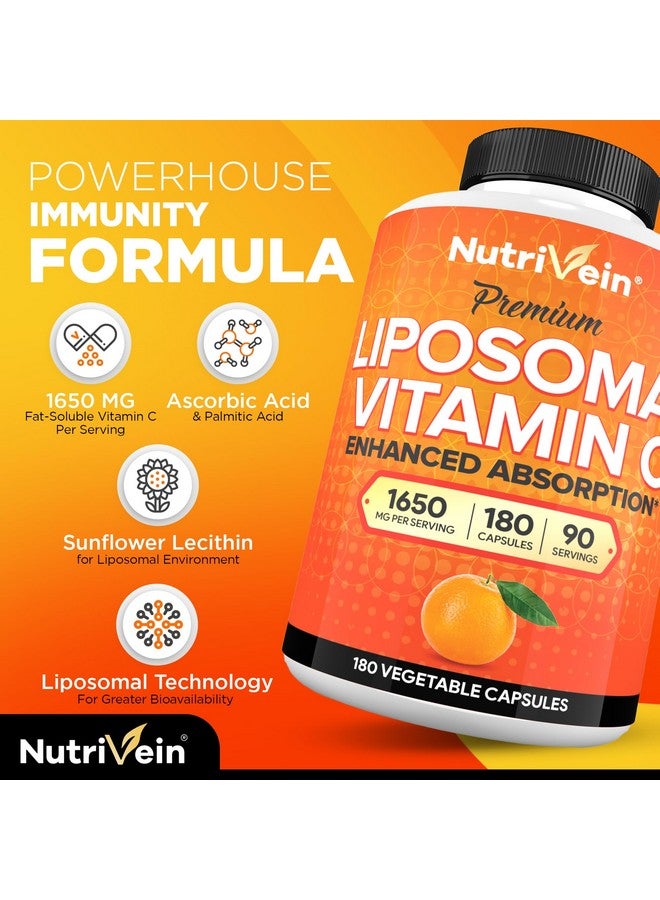 Nutrivein Nutrivein Premium Liposomal Vitamin C Supplement 1650mg - 180 Caps: High-Absorption Vitamin C Capsules for Whole-Body Defenses & Overall Well-Being - Image 3