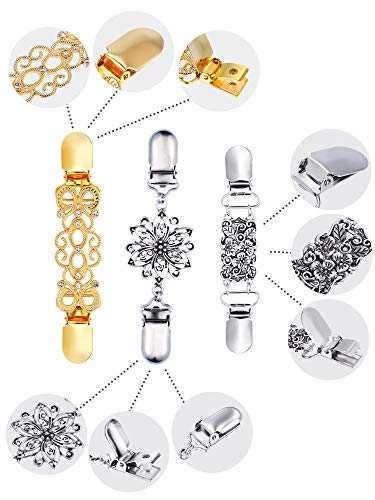 Jetec 3 Pcs Vintage Sweater Clips Shirt Dress Cinch Clips Cardigan Shawl Brooches Waist Cincher Decor for Women(Silver Gold,Chic Style) - Image 5