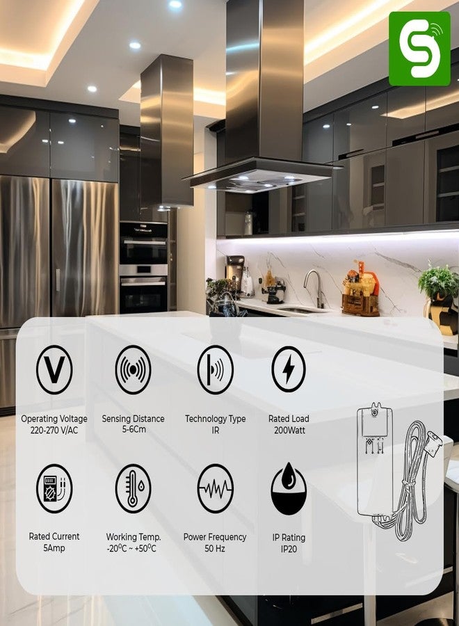 ESYSENSE Smart IR Sensor Switch | Auto On/Off Cabinet & Wardrobe Light Control | Infrared Motion Sensor for Automatic Door Opening and Closing for Cupboards, Closets, Kitchen Shelves (White) (ESY-M20) ESYSENSE - Image 2