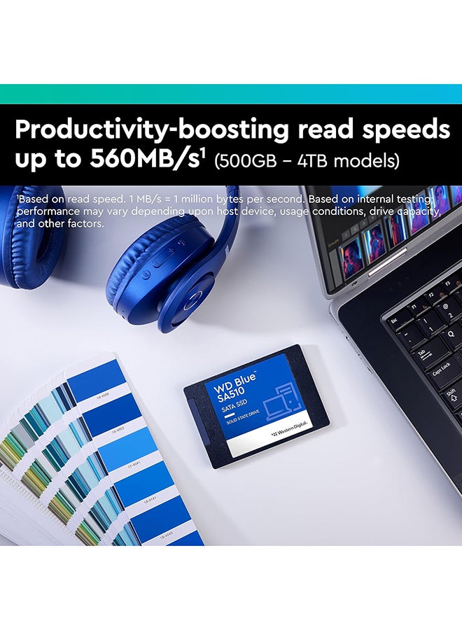 دبليو دي محرك أقراص الحالة الصلبة الداخلي ويسترن ديجيتال 2 تيرابايت WD Blue SA510 SATA SSD - SATA III 6 جيجابايت/ثانية، 2.5 بوصة/7 مم، حتى 560 ميجابايت/ثانية - WDS200T3B0A - Image 3