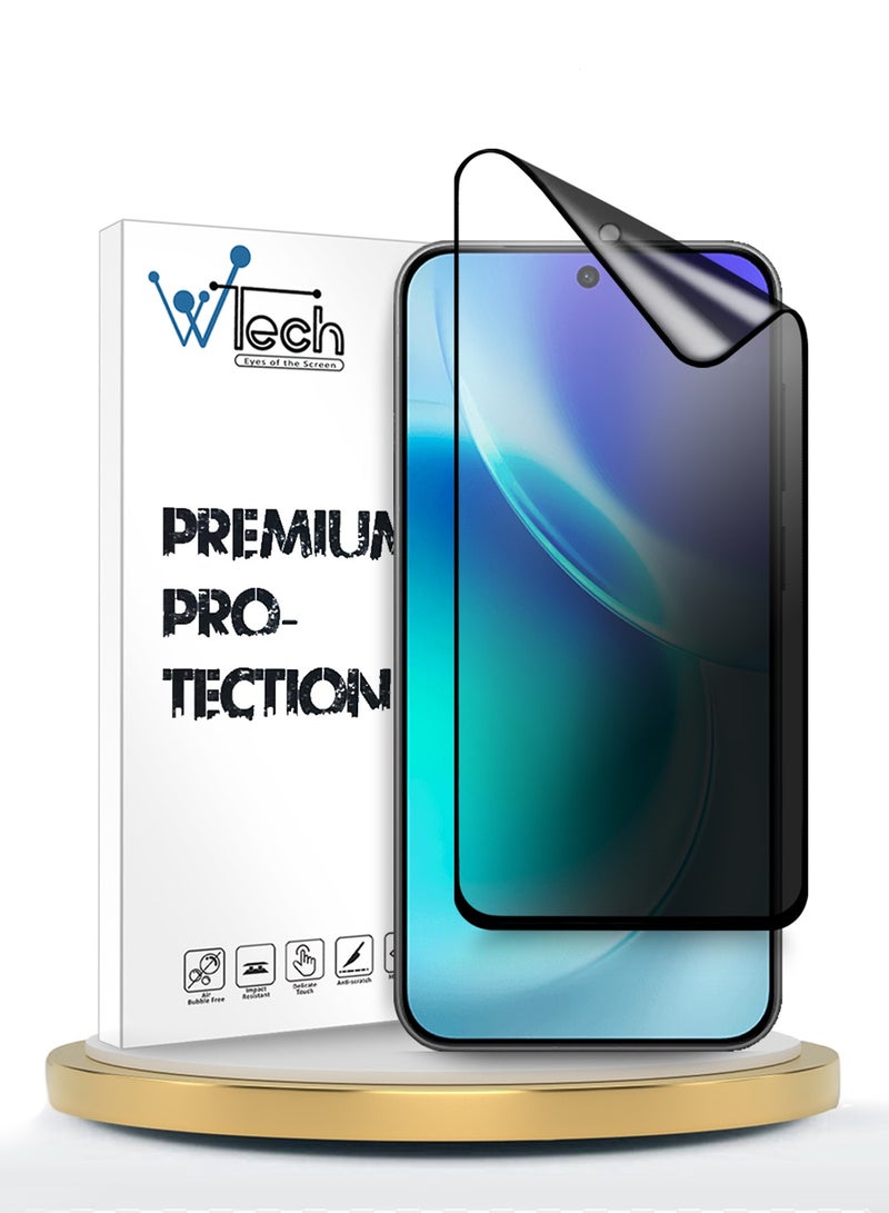 دبليو تيك فيفو X300 5G 2025 حماية شاشة مرنة من السيراميك النانو الفاخر مع خصوصية كاملة ولصق كامل وتغطية كاملة - شفاف/أسود - Image 1