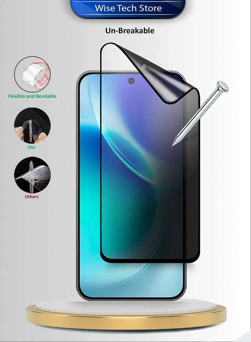 دبليو تيك فيفو X300 5G 2025 حماية شاشة مرنة من السيراميك النانو الفاخر مع خصوصية كاملة ولصق كامل وتغطية كاملة - شفاف/أسود - Image 3