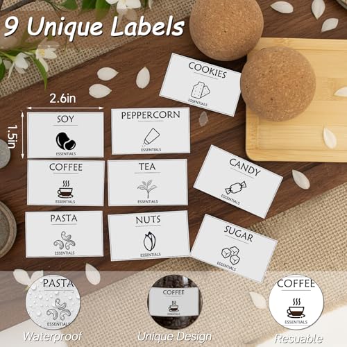 GYOSUGANG Glass Jar Storage Container with Ball Cork, 3PCS Round Glass Canisters with Tray & Labels, Small Glass Jars for Food Sugar Candy Coffee Tea Nuts - Style 2(500ml/17oz) - Image 5