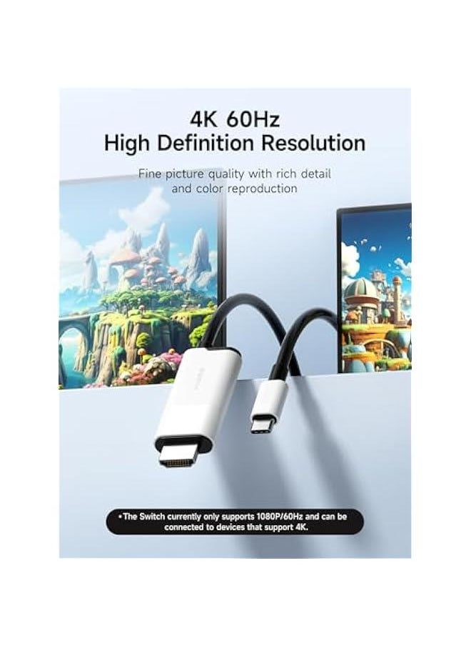 Generic - Switch Dock for Nintendo Switch OLED, USB C to HDMI Cable Adapter with 4K@60Hz HDMI, 100W Power Delivery, Type-C to HDMI Adapter for Laptop, Tablet, SteamDeck, ROG Ally (White 60Hz) - Image 1