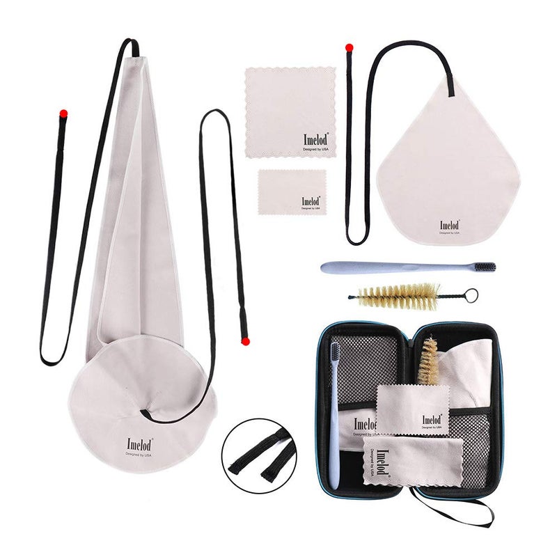 Imelod Saxophone Cleaning kit with Case for Alto Tenor Clarinet Flute and other Wind & Woodwind Struments Including Sax Cleaning Cloth(4pcs),Mouthpiece Brush(Dark Gray) - Image 1