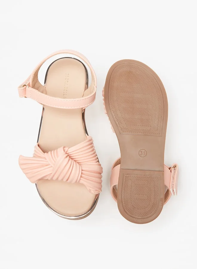 فلورا بيلا من شو إكسبرس Girl's Ribbed Knot Detail Strap Sandals