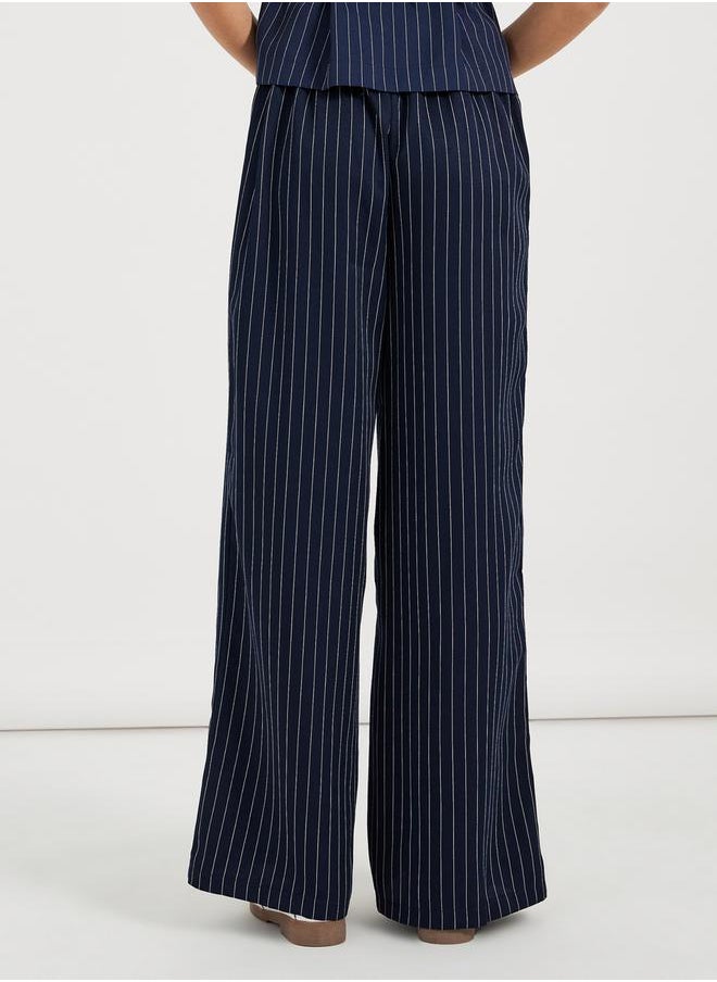 Styli - Striped Wide Leg High Rise Pants - Image 1