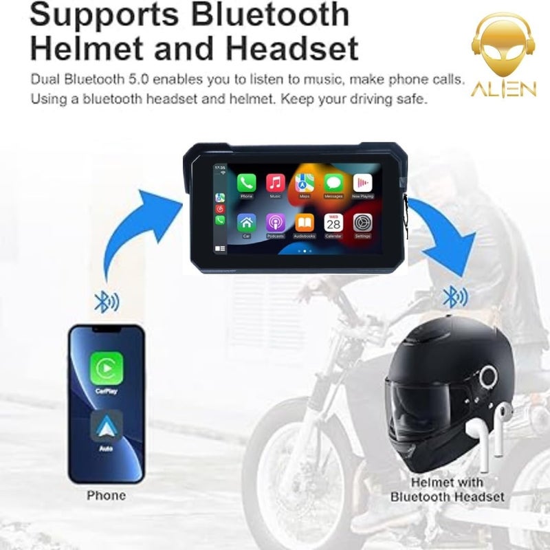 ALIEN Wireless CarPlay Android Auto Motorcycle Smart System, 5.5 Inch Display Screen, Compatible with iOS and Android - Image 2