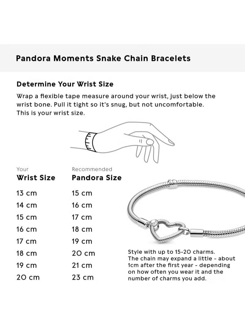 بندورا باندورا على شكل قلب الأفعى قفل سلسلة أساور فضة - Image 2