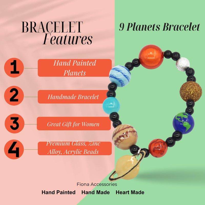 fiona Solar System Bracelet Jewelry â€“ Galaxy Space Solar System Planet Universe Earth Astronomy Beaded Bracelet â€“ Blue Miniverse Charm Bracelet Gift For Women (Mix Color) - Image 4